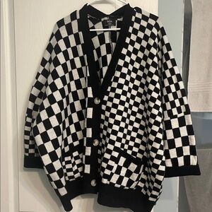 Black and White Checkered Cardigan